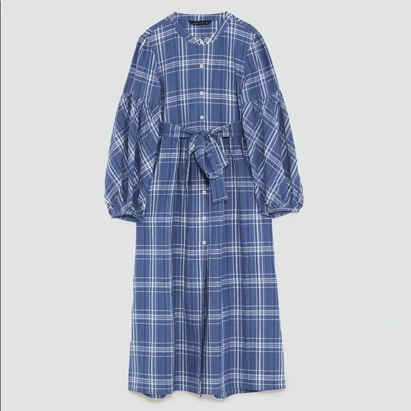 zara tartan midi dress PLAID LINEN BLEND MIDI DRESS - Multicolored
